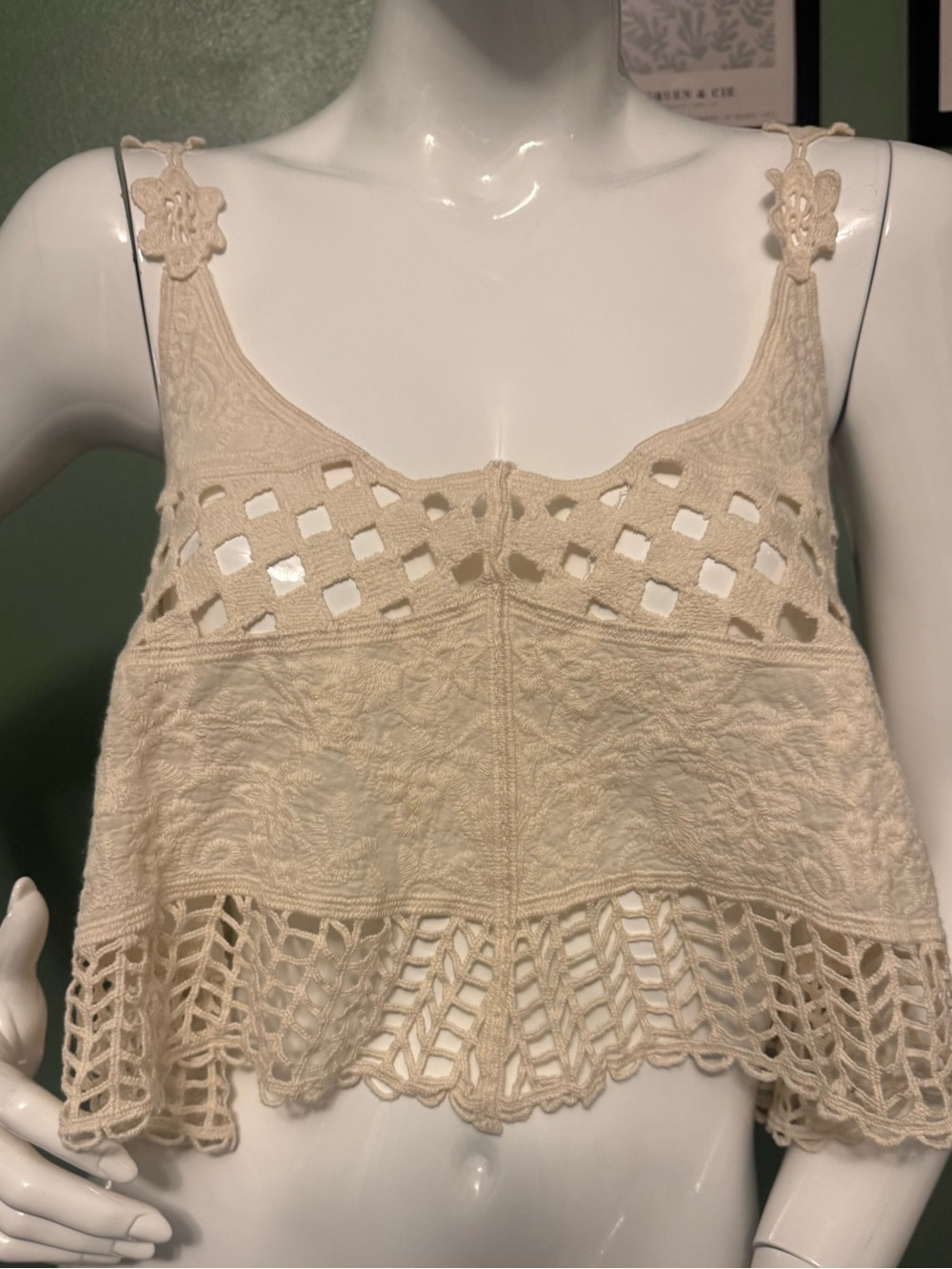RAGA Cream Crochet Crop Camisole